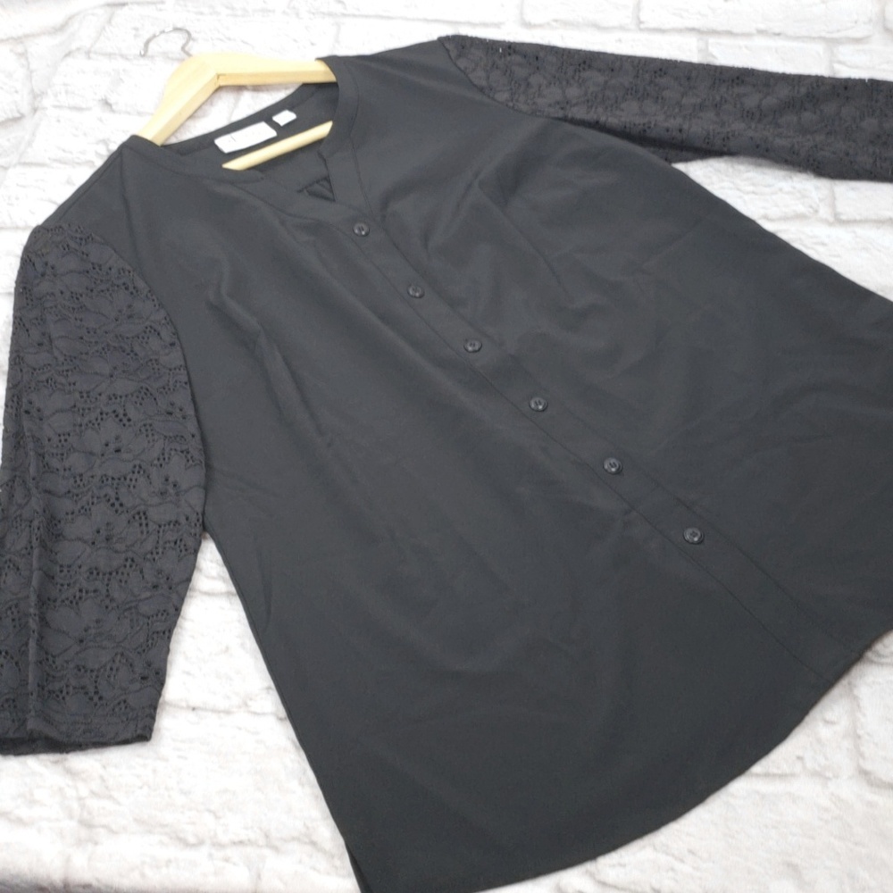 💚Denim and Company women's black blouse Small